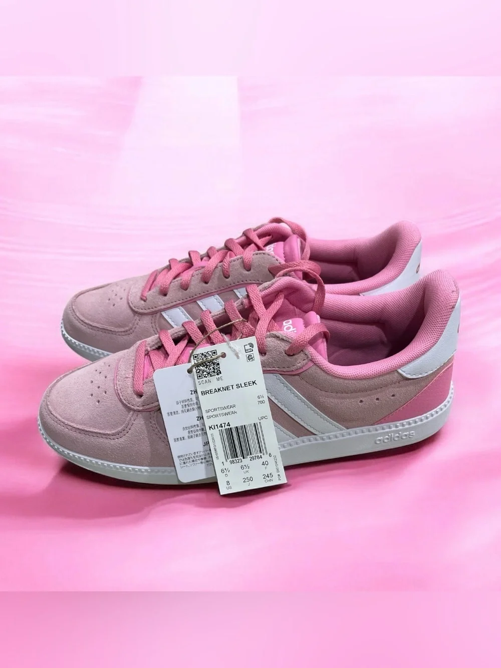 Adidas Women's Pink Suede Low-Top Sneakers 8